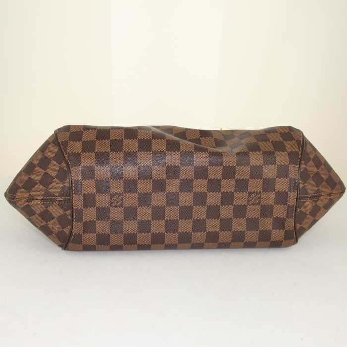 Borsa Louis Vuitton Sistina in tela a scacchi ebana e pelle marrone - Detail D4