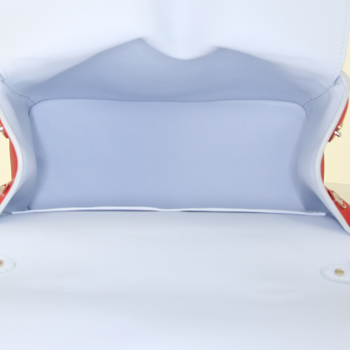 Dior Be Dior medium model shoulder bag in red leather and light blue piping - Detail D3