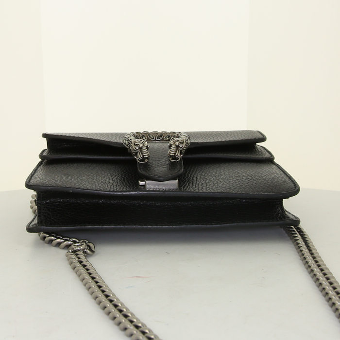 Gucci Dionysus shoulder bag in black grained leather - Detail D5