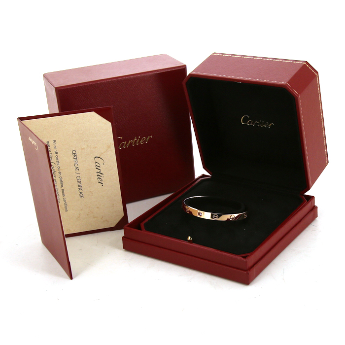 Cartier Love ouvert bracelet in pink gold and sapphire, size 18 - Detail D2