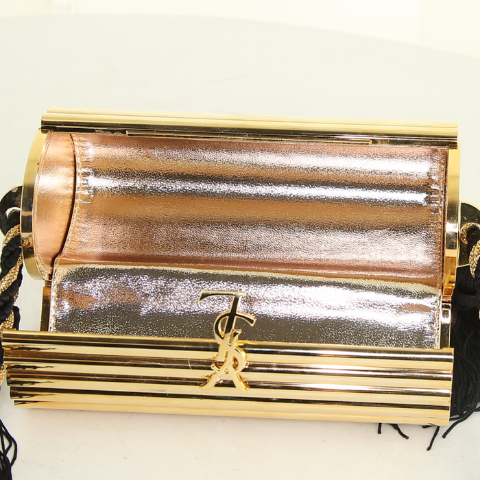 Bolso bandolera Saint Laurent Opyum Box en plexiglás dorado - Detail D2