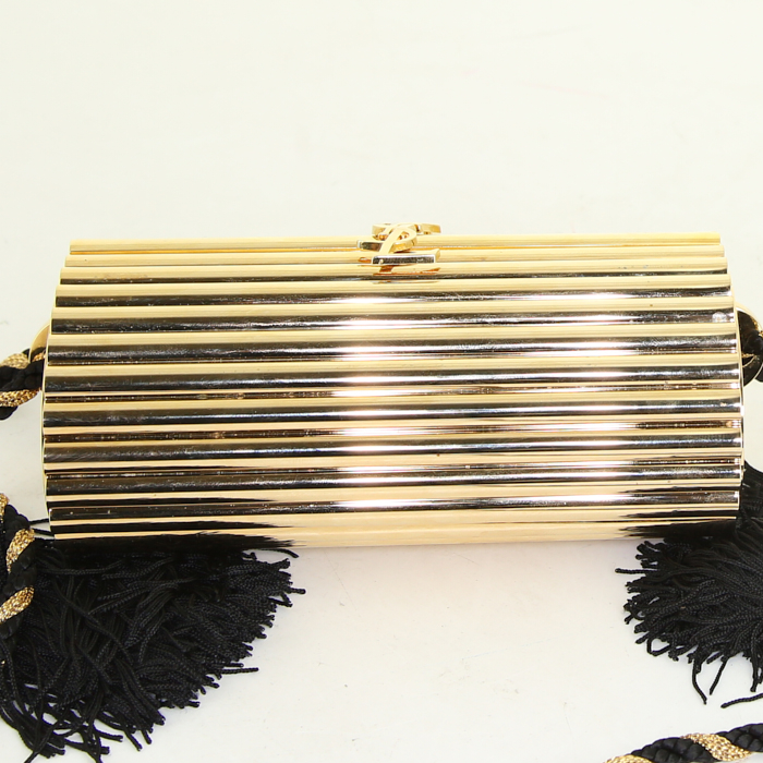 Bolso bandolera Saint Laurent Opyum Box en plexiglás dorado - Detail D4