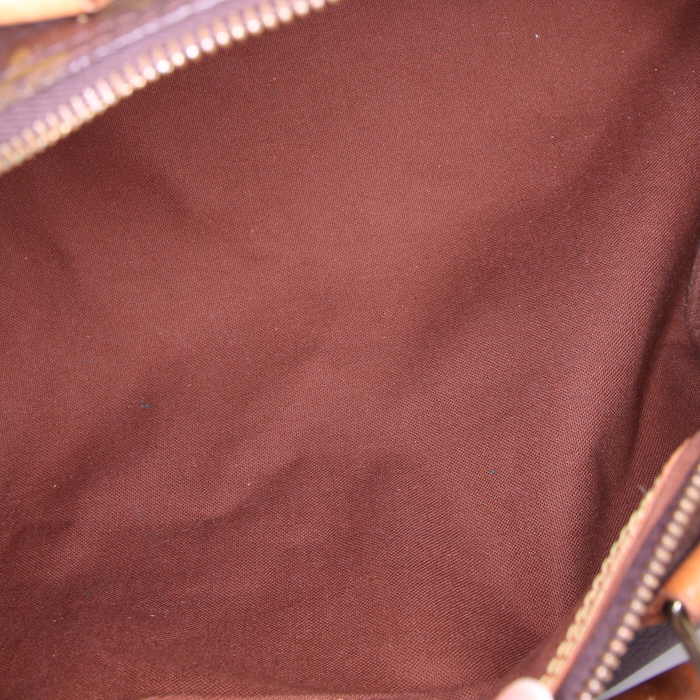 Sac à main Louis Vuitton Speedy 30 en toile monogram marron et cuir naturel - Detail D2