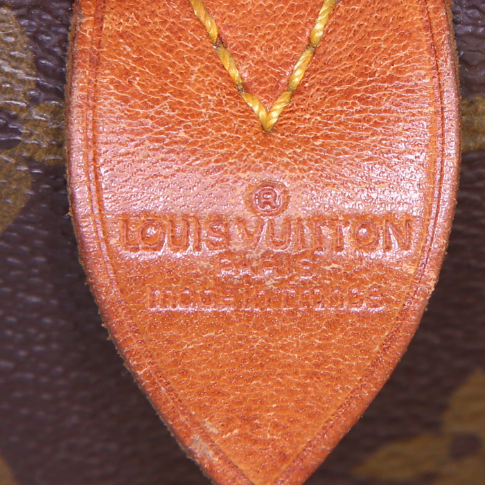 Louis Vuitton Speedy 30 handbag in brown monogram canvas and natural leather - Detail D3