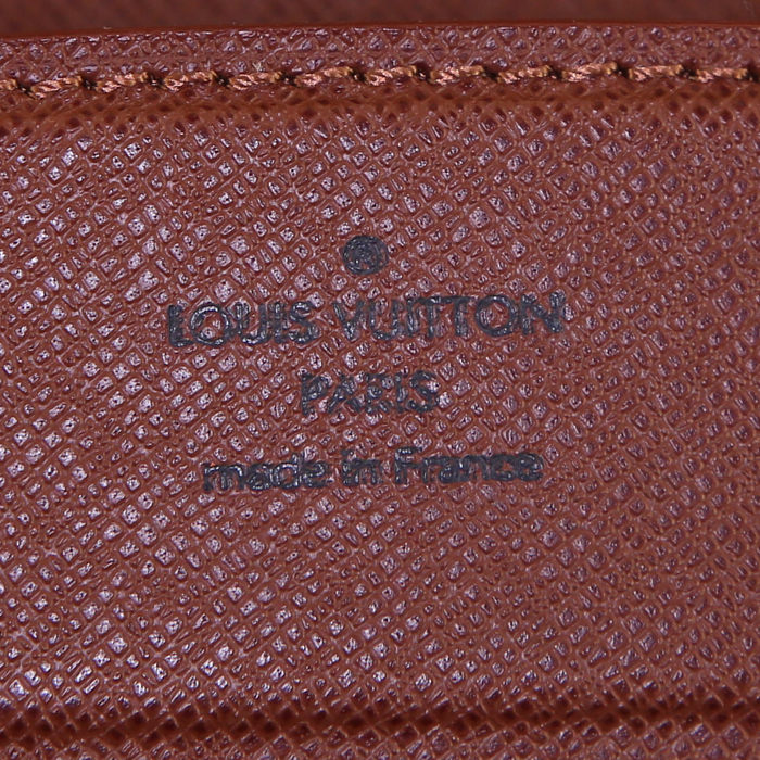 Valise Louis Vuitton President en toile monogram marron et cuir naturel - Detail D3