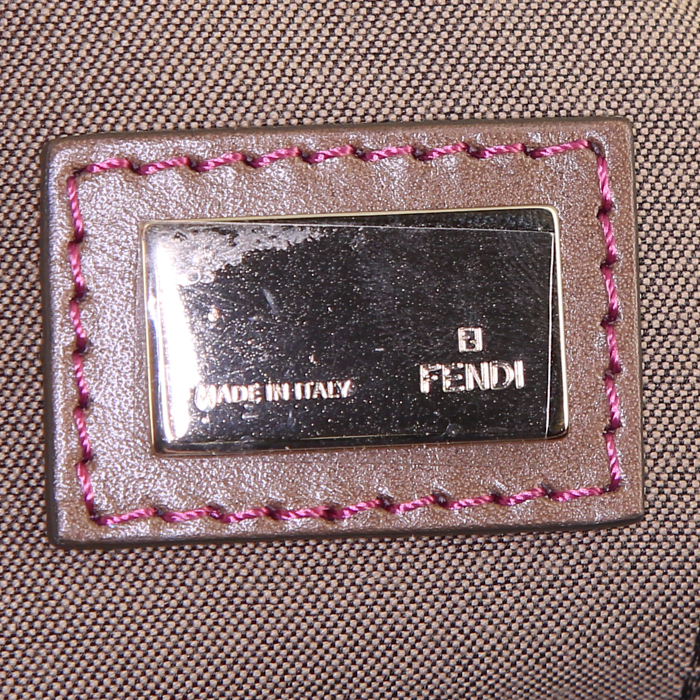 Borsa Fendi Zucca in tela monogram rosa e beige e pelle beige - Detail D3