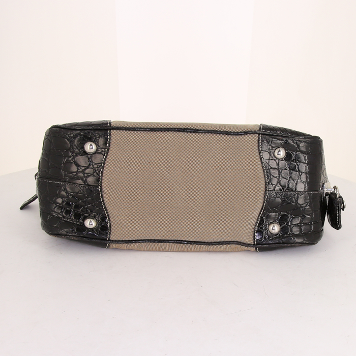 【はるき】PRADA Leather Canvas Bag Prada Canvas Leather Quilted Classic Flap Bag Multicolor
