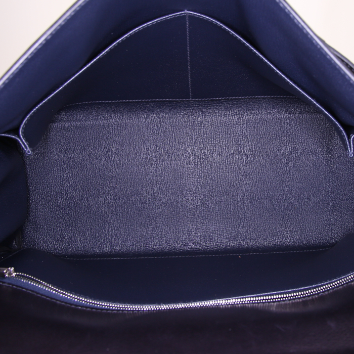 Sac à main Hermes Kelly 35 cm en cuir bleu indigo - Detail D3