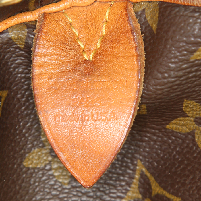 Louis Vuitton Keepall 55 cm travel bag in brown monogram canvas and natural leather - Detail D3