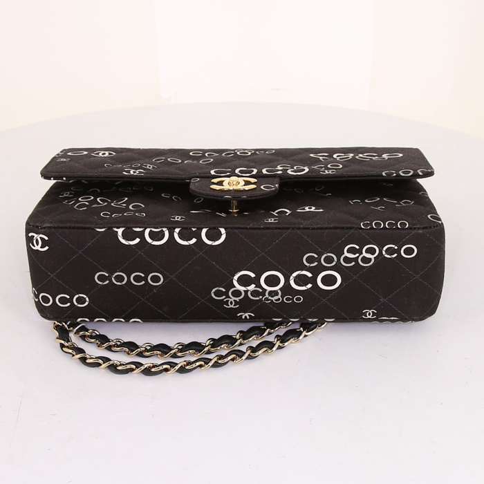 Chanel Timeless Classic bag in brown logo canvas - Detail D5