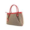 Gucci Sukey handbag in beige monogram canvas and red leather - 00pp thumbnail