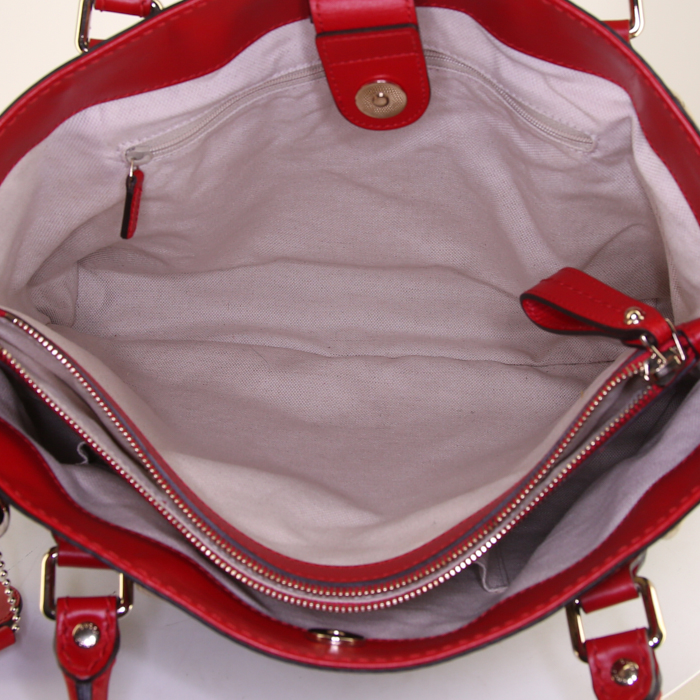 Borsa Gucci Sukey in tela monogram beige e pelle rossa - Detail D2