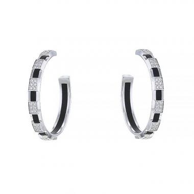 Paire de créoles Chaumet Class One en or blanc et diamants