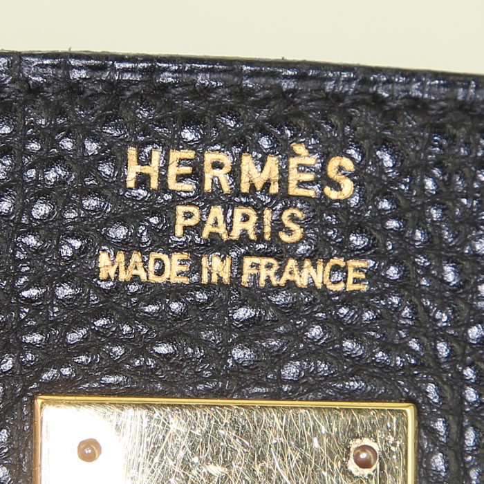 Bolso de mano Hermes Birkin 40 cm en cuero togo negro - Detail D3