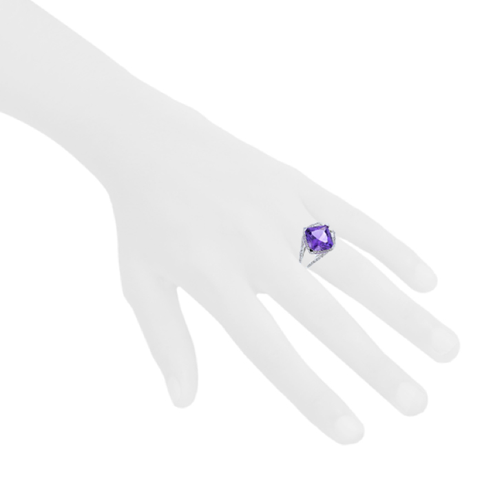 Mauboussin Fou de Toi ring in white gold,  diamonds and amethyst - Detail D1