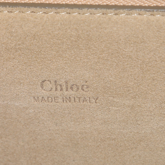 Chloé Faye shoulder bag in beige foal and black leather - Detail D3