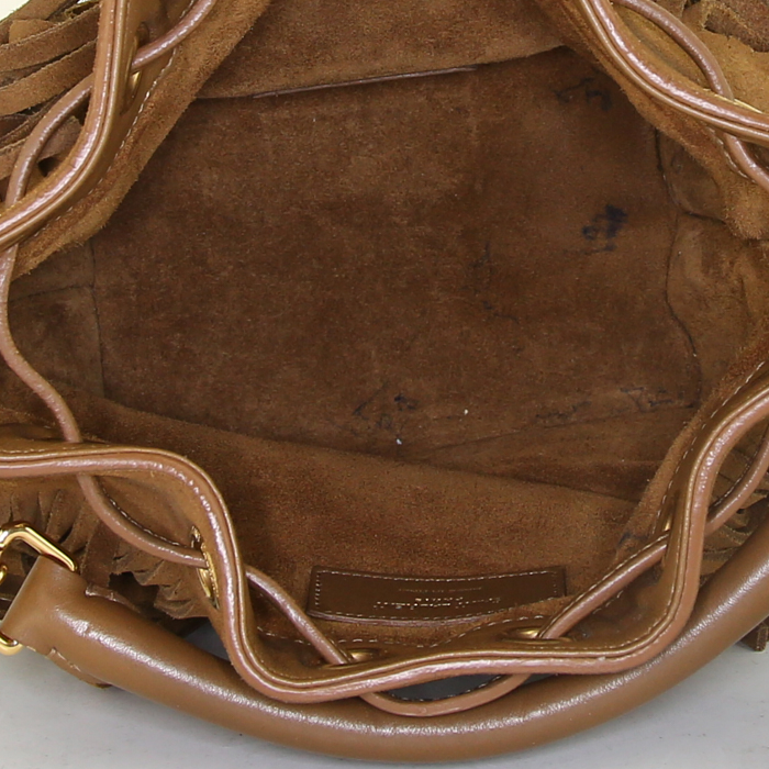Saint Laurent Emmanuelle shoulder bag in brown suede - Detail D3