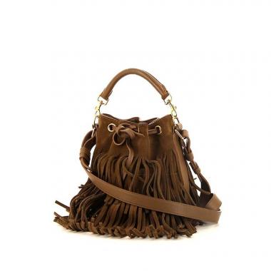 Borsa a tracolla Saint Laurent Emmanuelle in camoscio marrone