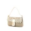 Fendi Baguette handbag in beige canvas and white leather - 00pp thumbnail