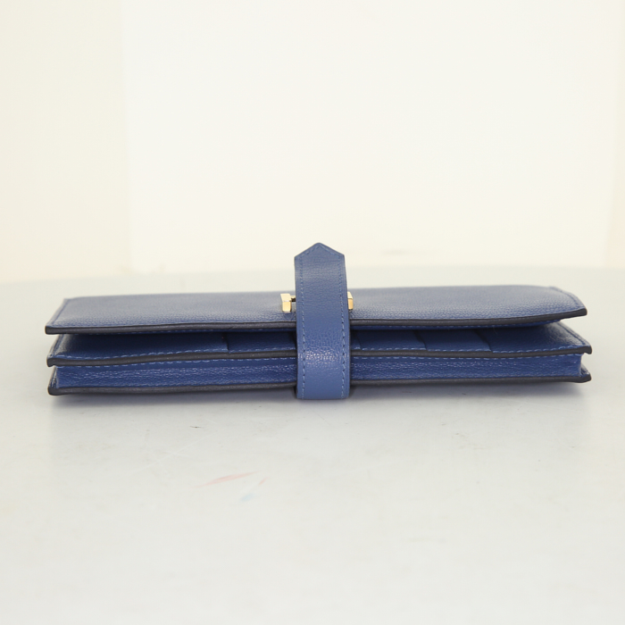 Hermès Béarn wallet in Bleu Brighton Mysore leather - Detail D4