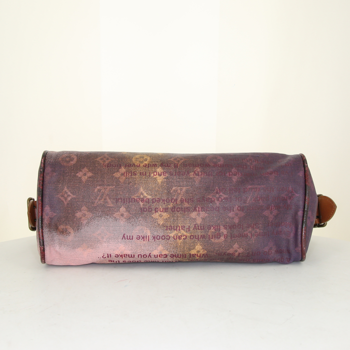 Bolso de mano Louis Vuitton Jokes Mancrazy en lona Monogram revestida multicolor rosa y cuero - Detail D4