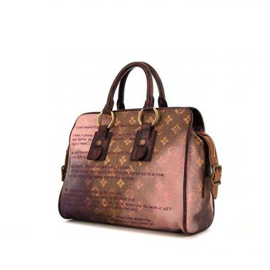 Sac à main Louis Vuitton Jokes Mancrazy en toile monogram enduite multicolore rose et cuir