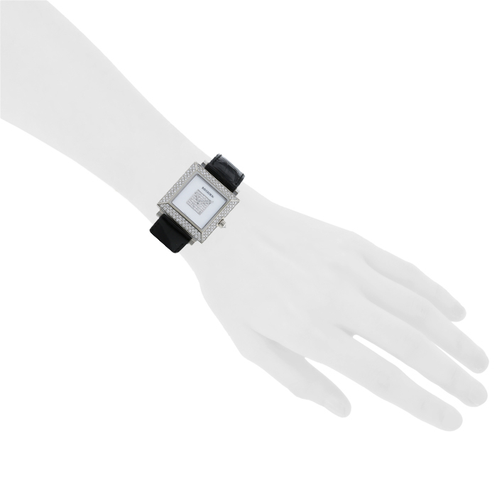 Montre Boucheron Carrée en or blanc Vers  2000 - Detail D1