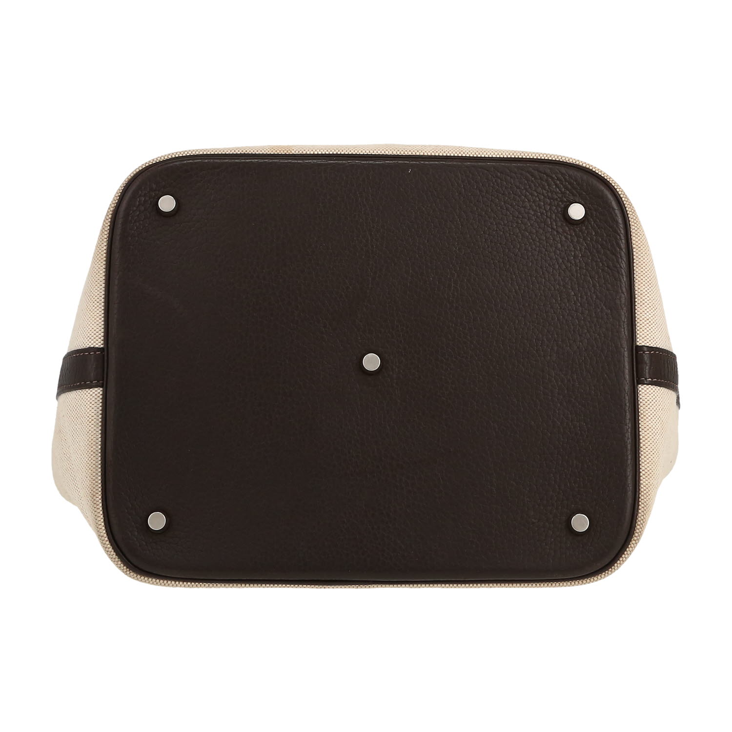 Bolso de mano Hermes Picotin modelo grande en lona beige y cuero togo marrón - Detail D1