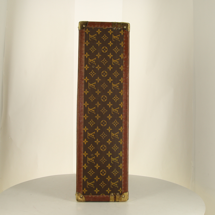 Louis Vuitton Bisten 60 rigid suitcase in brown monogram canvas and natural leather - Detail D4