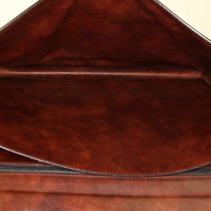 Borsa portadocumenti Berluti Ecritoire in pelle marrone con motivo - Detail D2