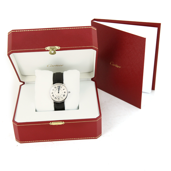 Montre Cartier Ronde Solo en platine Ref :  1297 Vers  2010 - Detail D2