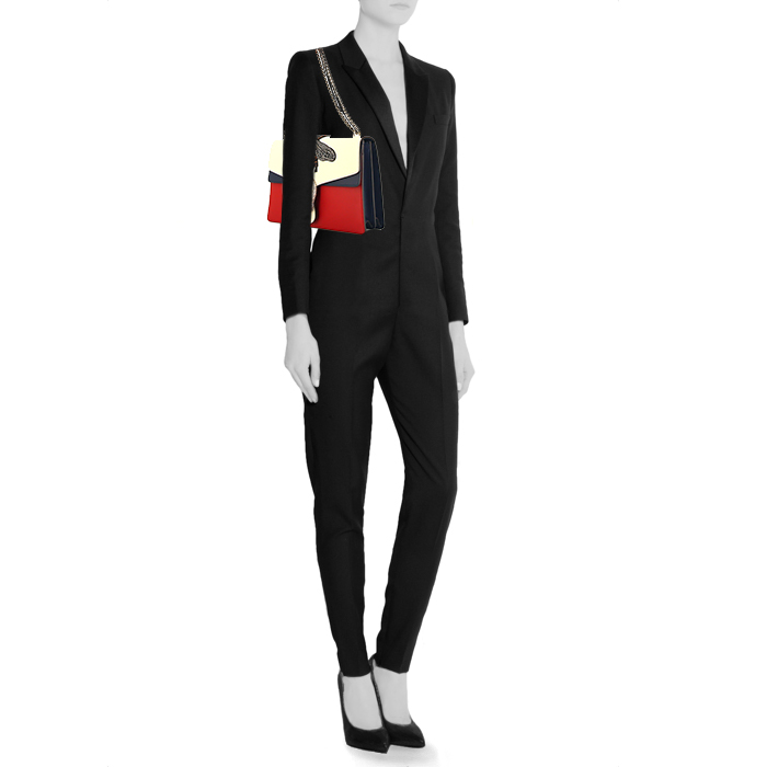 Gucci Dionysus shoulder bag in beige, blue and red leather - Detail D1