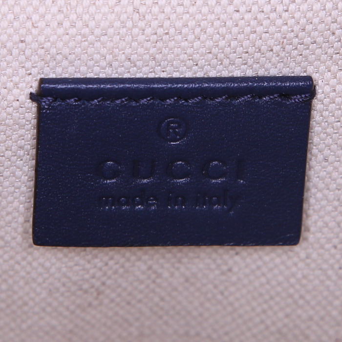 Borsa a spalla Gucci Dionysus in pelle beige blu e rossa con motivo - Detail D4