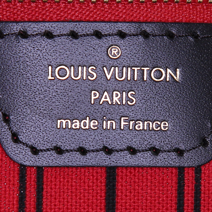 Sac cabas Louis Vuitton Neverfull moyen modèle en toile monogram et cuir noir - Detail D3