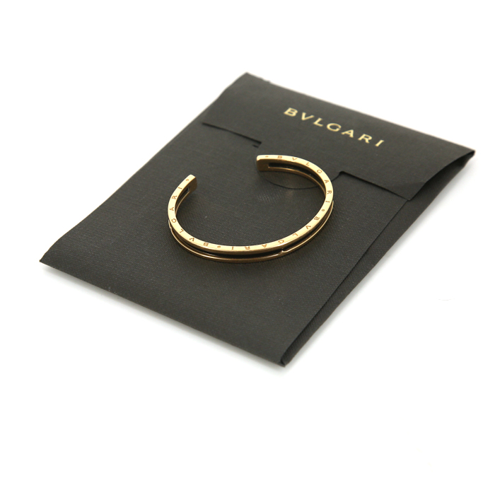 Bracciale a semicerchio Bulgari B.Zero1 in oro rosa e acciaio nero - Detail D2