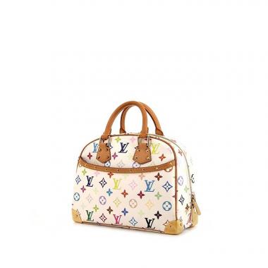Borsa Louis Vuitton Trouville in tela monogram multicolore bianca e pelle naturale
