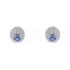 Vintage 1990's earrings in white gold,  diamonds and sapphires - 00pp thumbnail