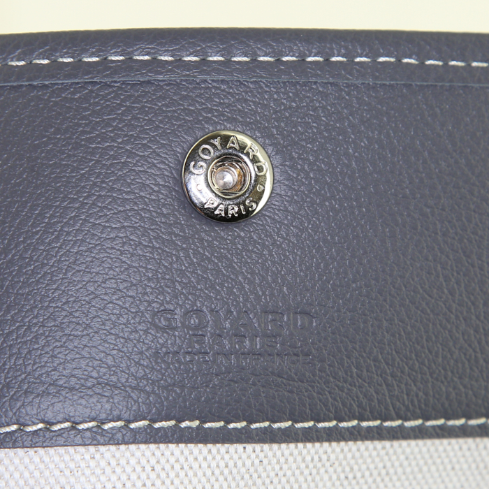 Shopping bag Goyard Saint-Louis modello medio in tela monogram cerata grigia e pelle grigia - Detail D3