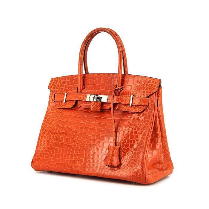 Fake Hermes Birkin 30cm 35cm Bag In Orange Crocodile Leather