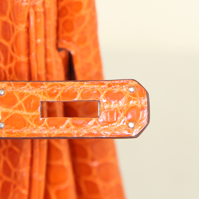 Hermes Birkin 30 cm bag in orange crocodile - Detail D4