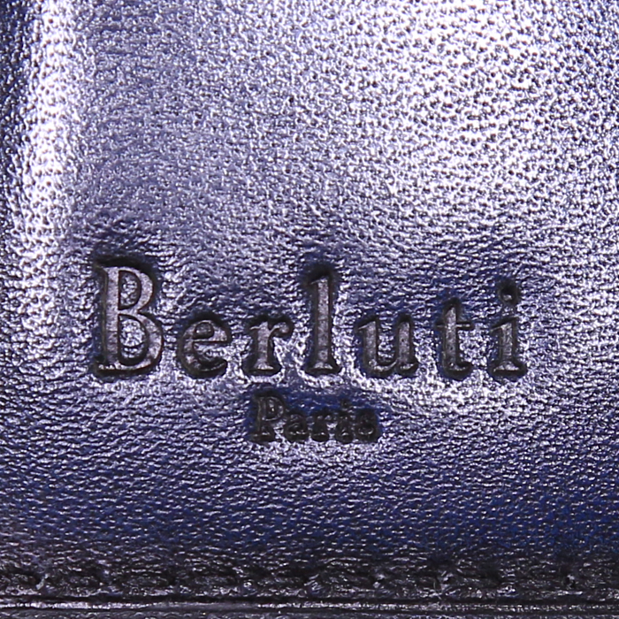 Billetera Berluti Compact Makore en cuero degradado azul - Detail D3