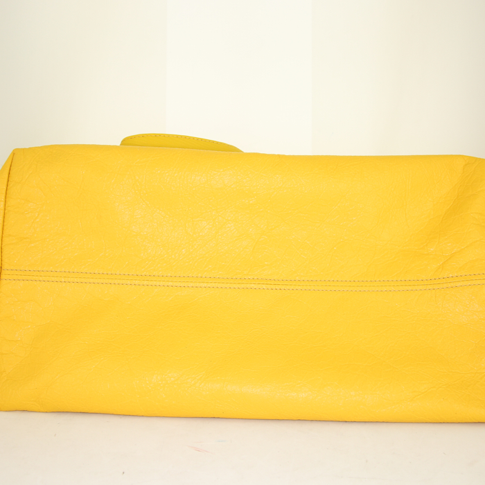 Balenciaga Carry Shopper bag in yellow leather - Detail D5