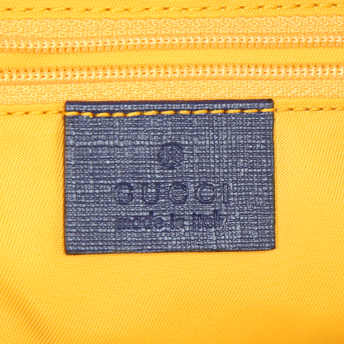 Gucci backpack in monogram canvas and blue leather - Detail D3