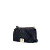 Chanel Boy shoulder bag in blue quilted leather - 00pp thumbnail