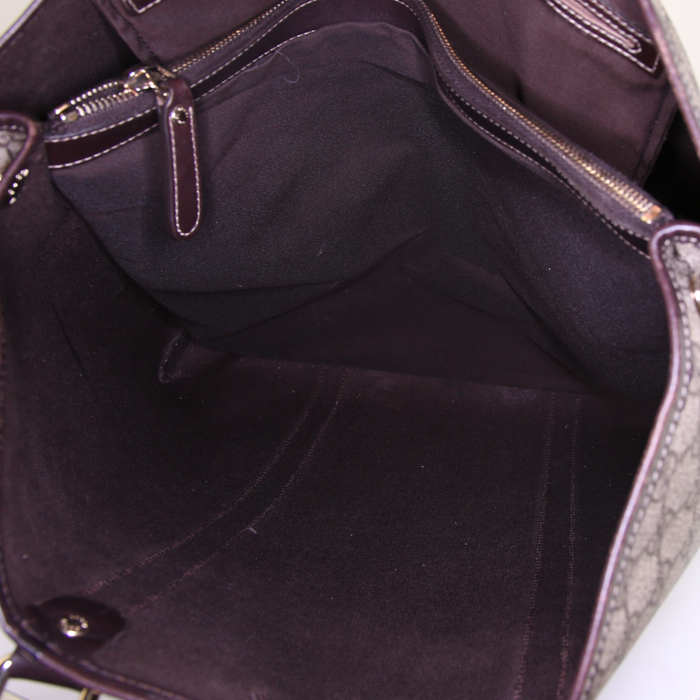 Gucci Joy large model shopping bag in beige monogram canvas and brown leather - Detail D2