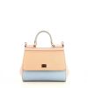 Dolce & Gabbana Sicily small model handbag in blue, pink and beige tricolor grained leather - 360 thumbnail