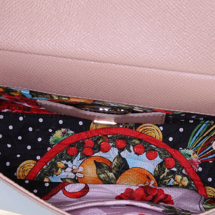 Dolce & Gabbana Sicily small model handbag in blue, pink and beige tricolor grained leather - Detail D3