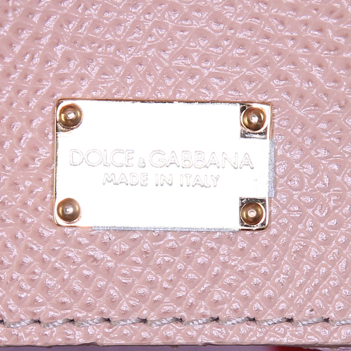 Sac à main Dolce & Gabbana Sicily petit modèle en cuir grainé tricolore bleu rose et beige - Detail D4