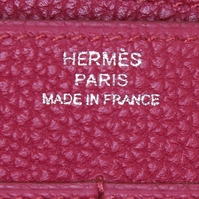 Hermes Dogon wallet in brick red leather taurillon clémence - Detail D3