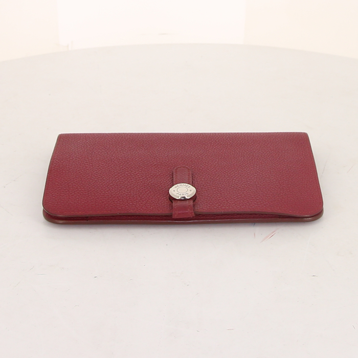 Hermes Dogon wallet in brick red leather taurillon clémence - Detail D4